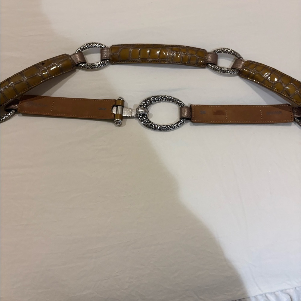 Brighton Brown and Silver Croc-Embossed Belt - Picture 3 of 4